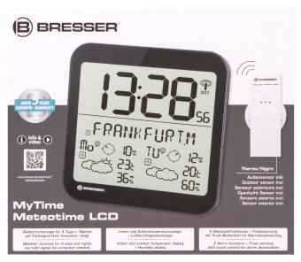 Часы настенные Bresser MyTime Meteotime LCD, серебристые